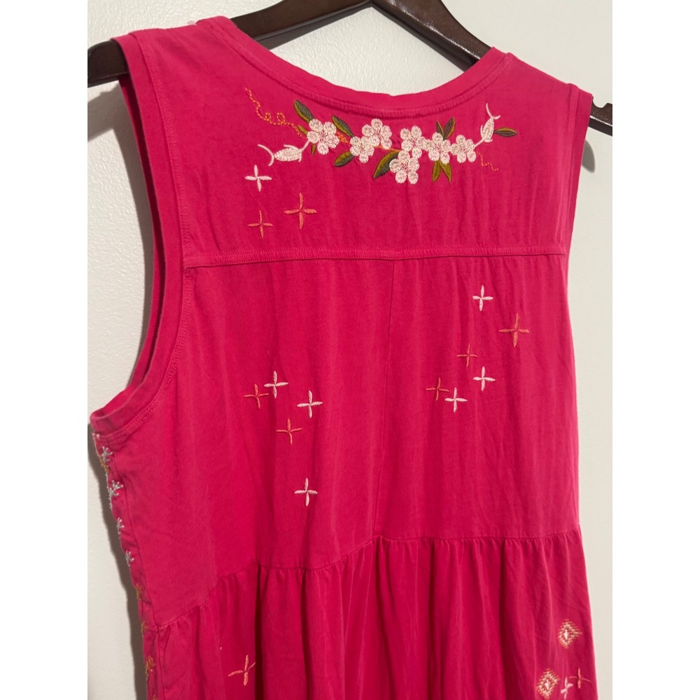 Johnny Was Ceretti Pink Embroidered Tiered Maxi Dress Womens XL Cotton J37723-4 - Picture 10 of 15